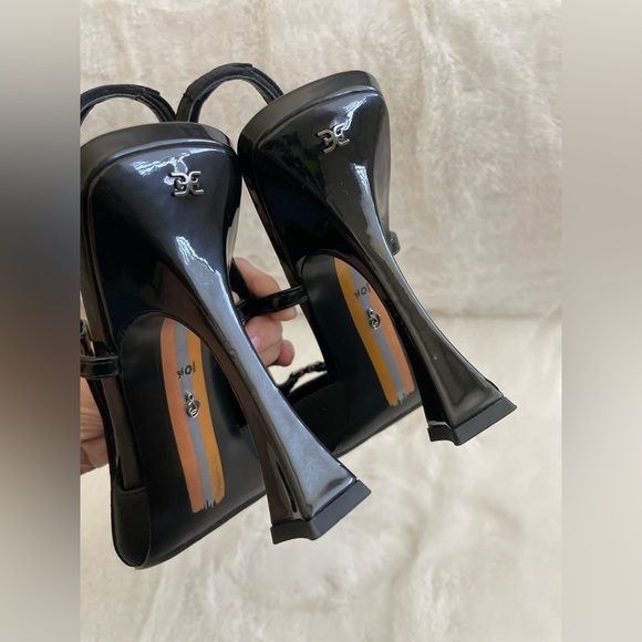 Sam Edelman Odette Cap Toe Slingback Pump Size 10.5 Black Pointed - Picture 6 of 11